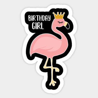 Pink Flamingo, Birthday Girl Gift Princess Sticker